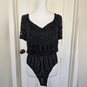 Black Beaded Bodysuit